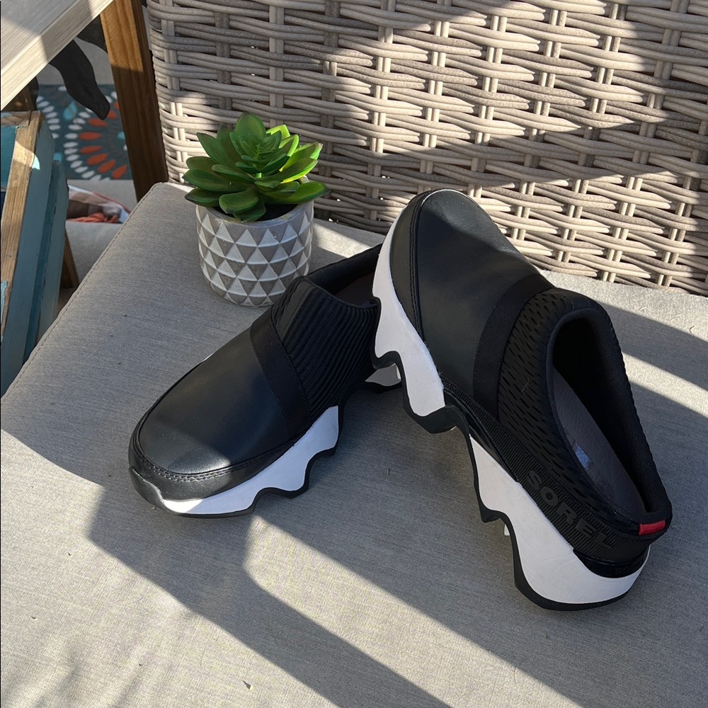 Sorel Black and White Slip-On Shoes